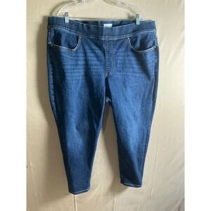Lane Bryant Dark Wash Pull On Jeggings Jeans Womens 22P Blue Stretch Denim